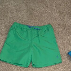 Green Polo Ralph Lauren Swim Trunks with Blue Logo for kids